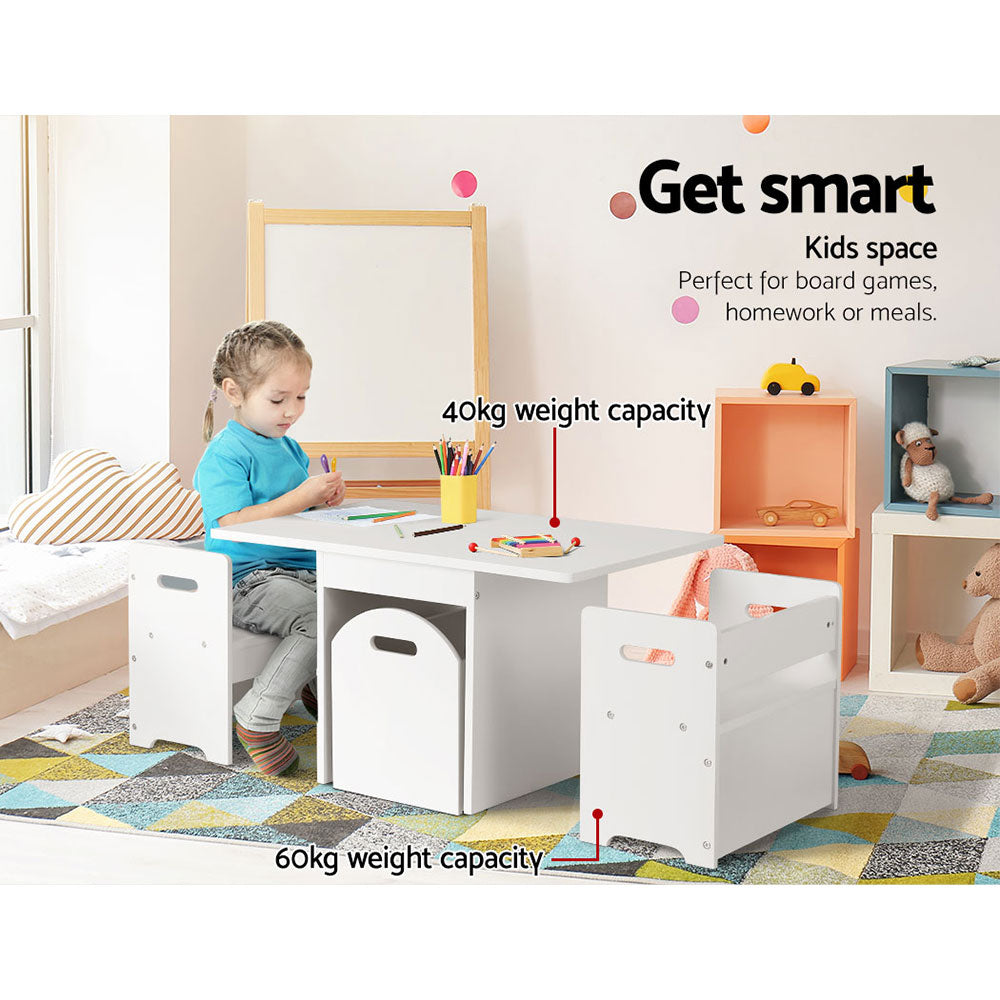 Marlook 3PCS Kids Table and Chairs Set Storage Toys Play Activity Desk