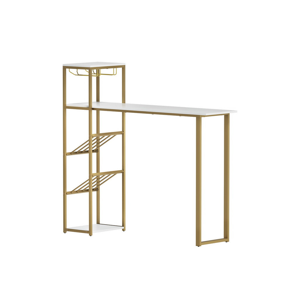 Marlook Bar Table Dining Storage Shelf Wine Rack Home Kitchen Office Desk Gold