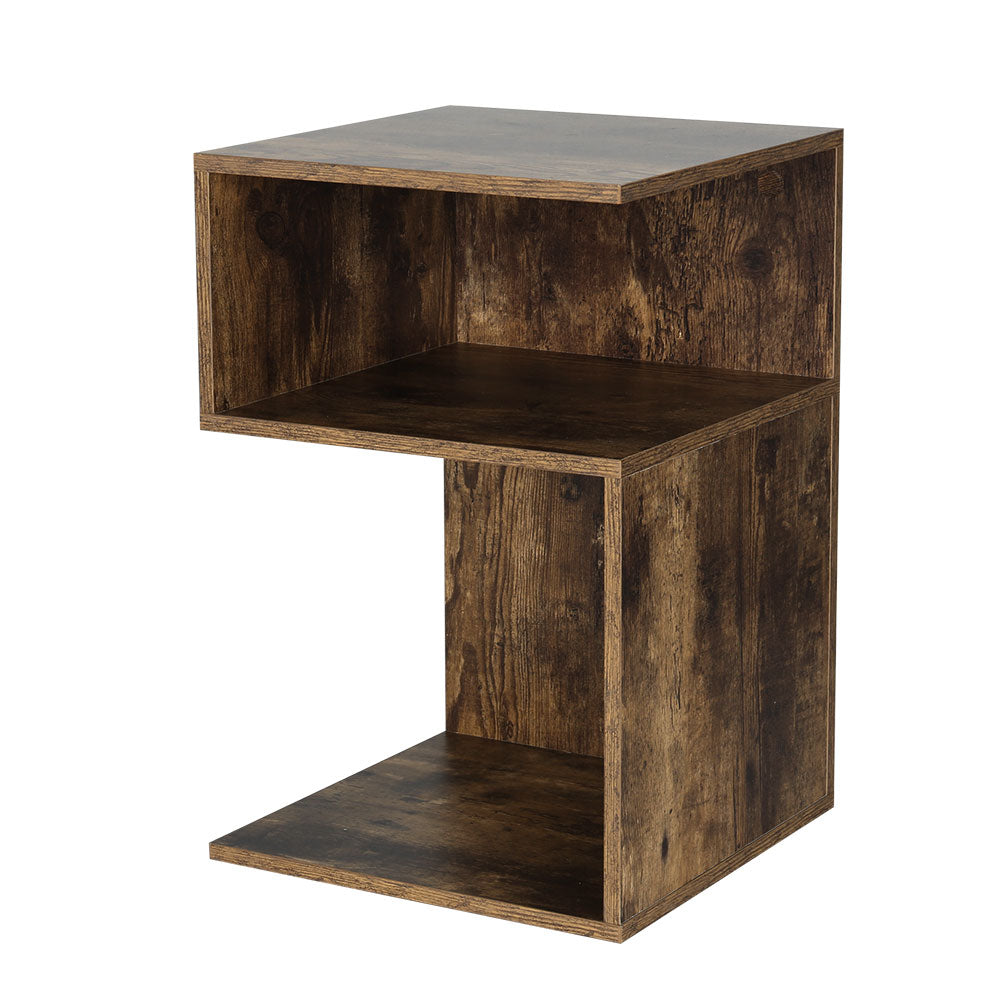 Marlook Bedside Table Shelves Side End Table Storage Nightstand Rust Oak UMENI