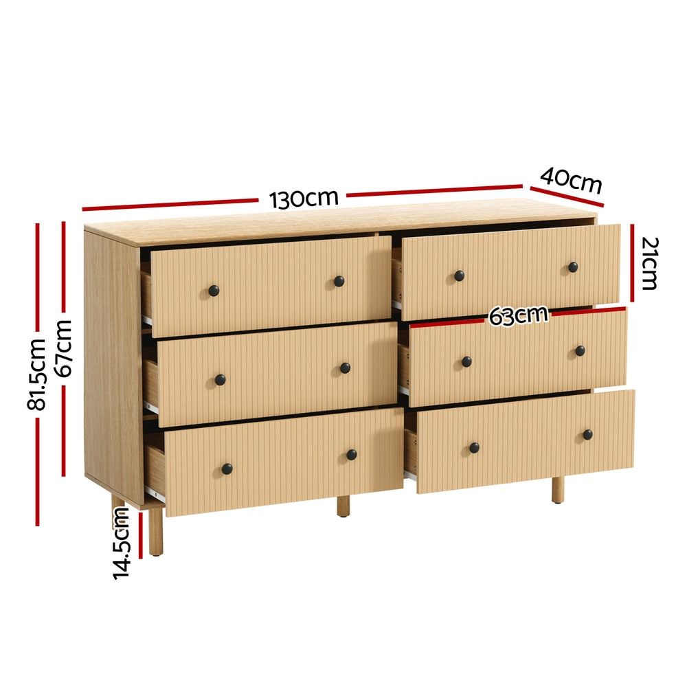Marlook 6 Chest of Drawers Tallboy Cabinet - RUTH Pine