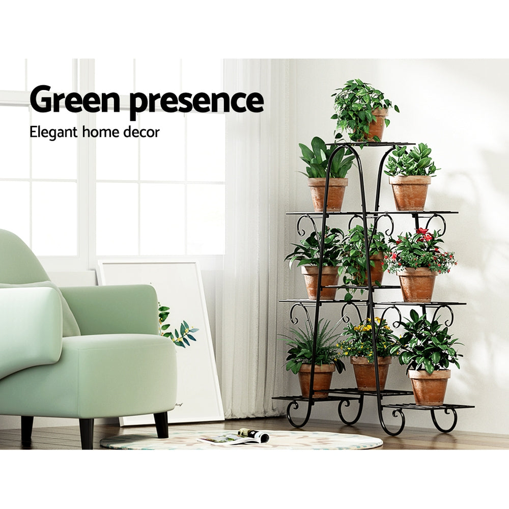 Marlook Plant Stand 9 Tier Metal Flower Pot Shelf Black