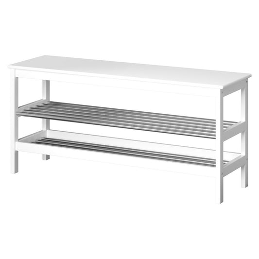 Marlook Shoe Rack Cabinet Bamboo Bench 10 Paris White