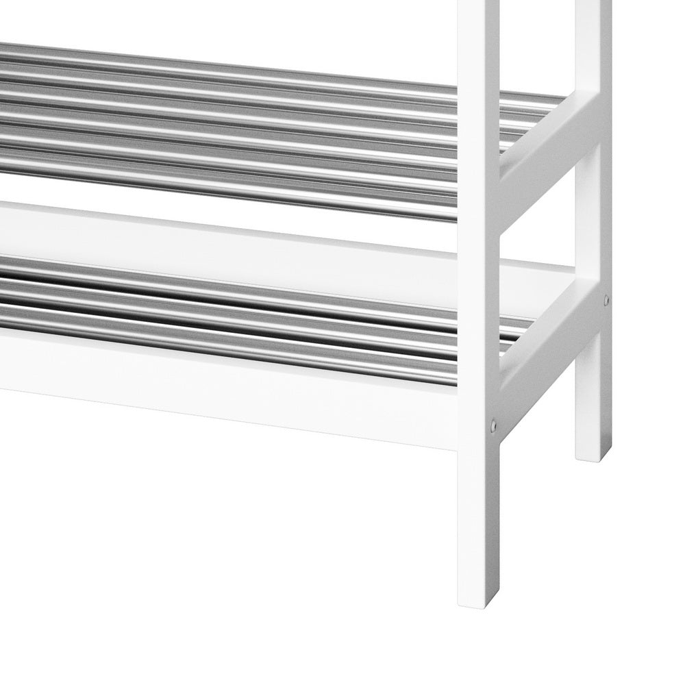 Marlook Shoe Rack Cabinet Bamboo Bench 10 Paris White