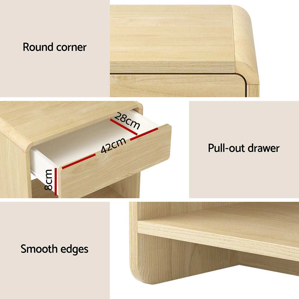 Marlook Bedside Table Drawer Open Shelf Pine