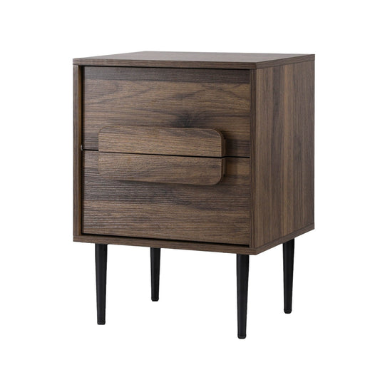 Marlook Bedside Table Nightstand 2 Drawers - Walnut