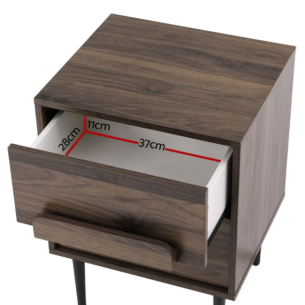 Marlook Bedside Table Nightstand 2 Drawers - Walnut