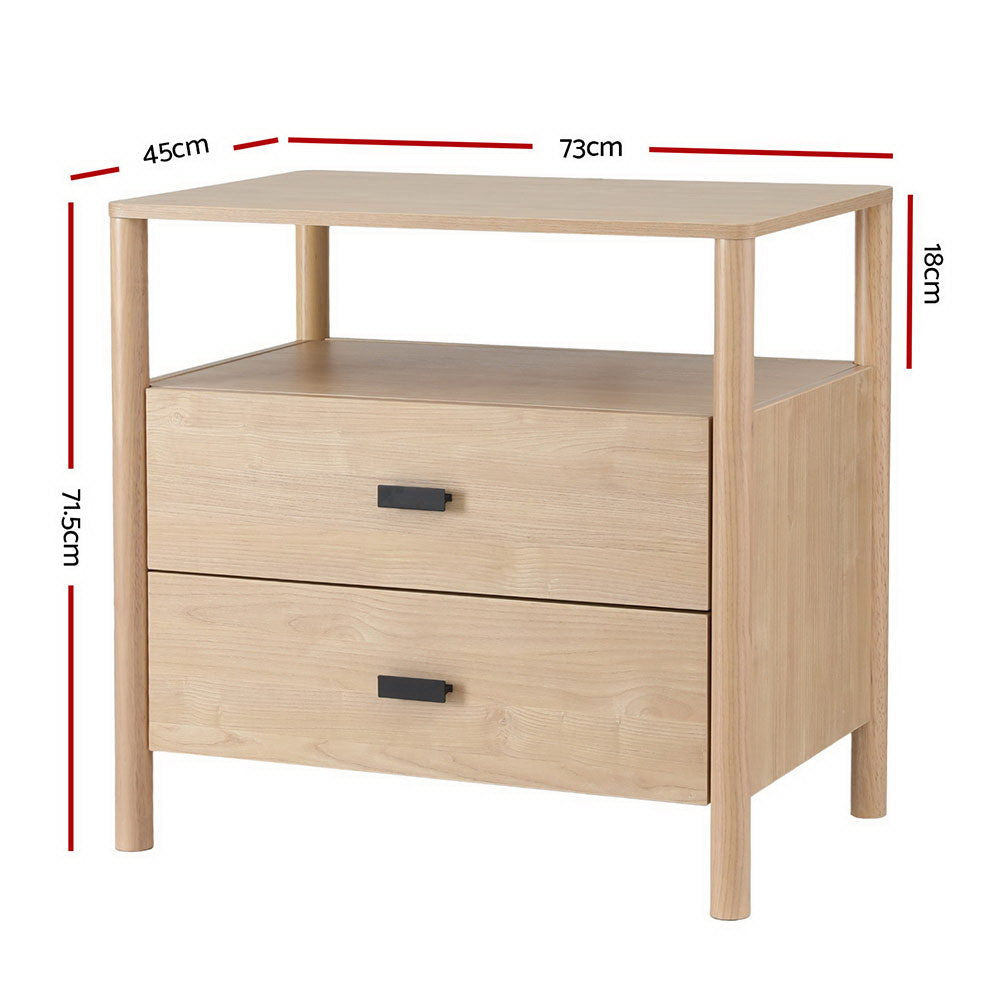 Marlook Bedside Table Nightstand 2 Drawers - Pine