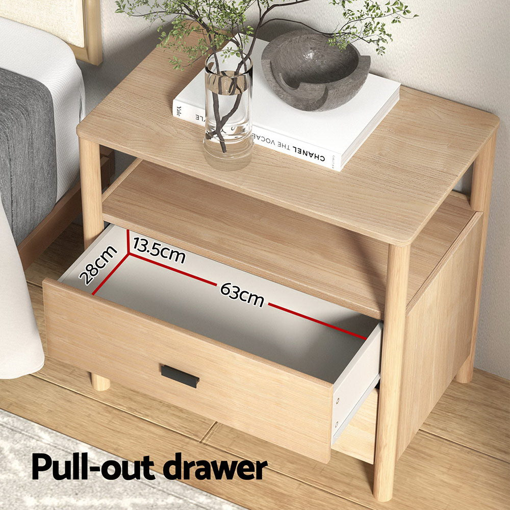 Marlook Bedside Table Nightstand 2 Drawers - Pine