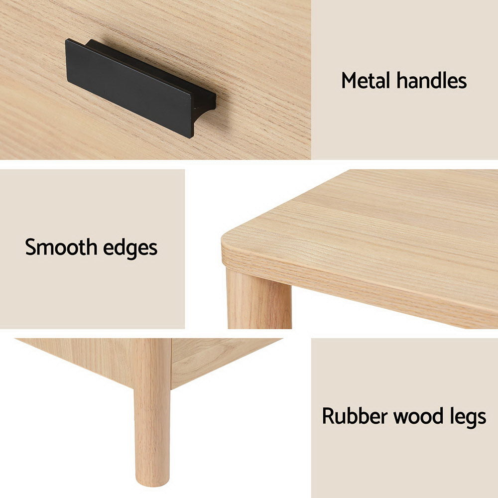 Marlook Bedside Table Nightstand 2 Drawers - Pine