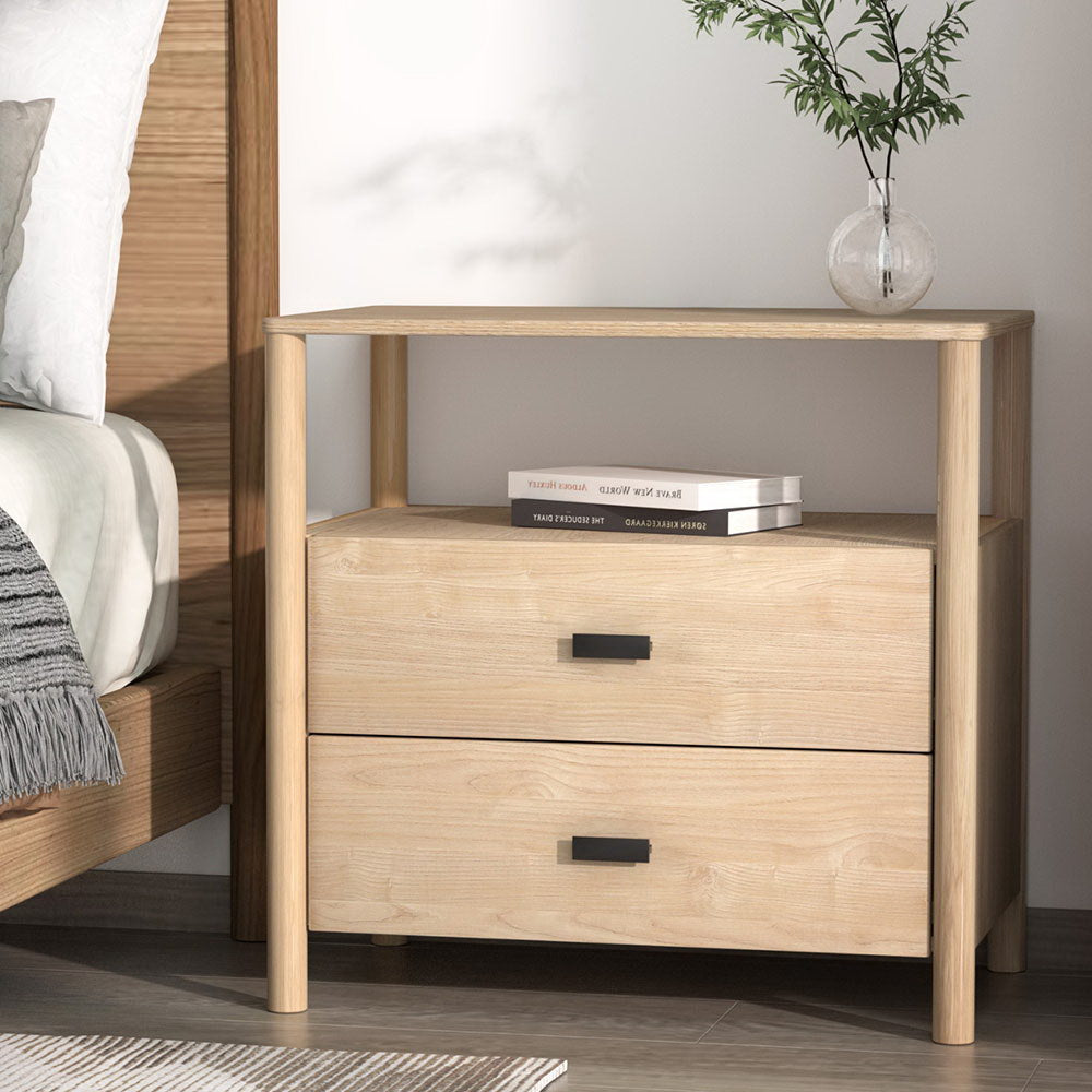 Marlook Bedside Table Nightstand 2 Drawers - Pine