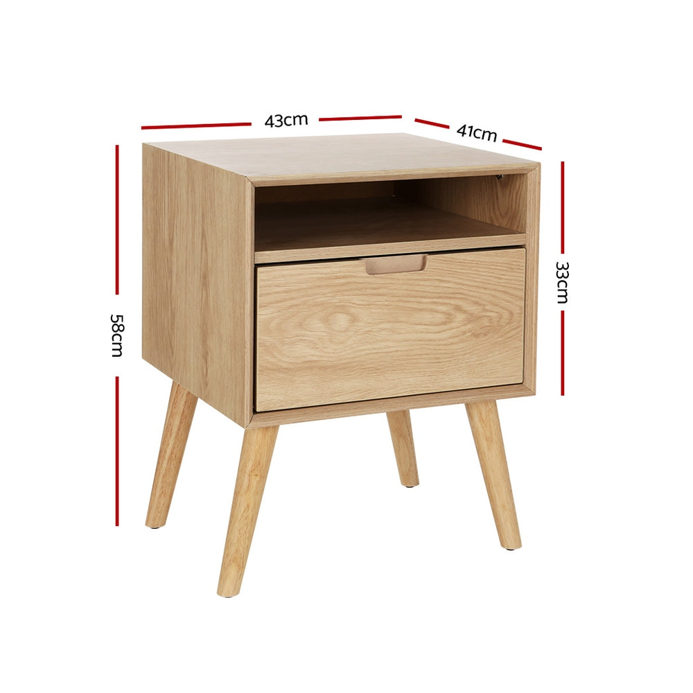 Marlook Bedside Table Drawers Side Table Shelf Storage Cabinet Nightstand GORR