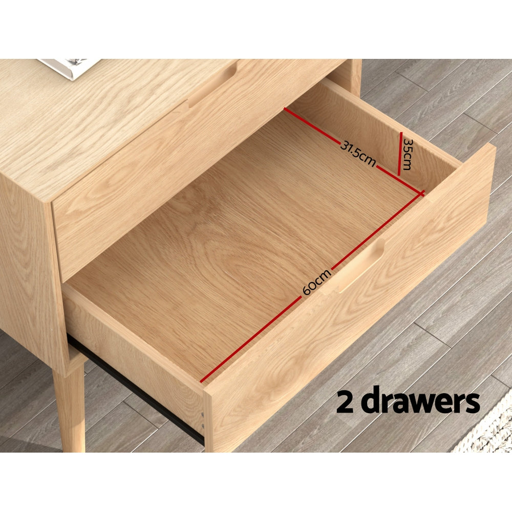 Marlook Bedside Table Drawers Side End Table Storage Cabinet Nightstand Oak GINO