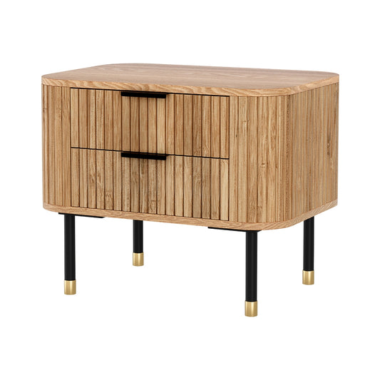 Marlook Bedside Table 2 Drawers Paulownia Wood Pine