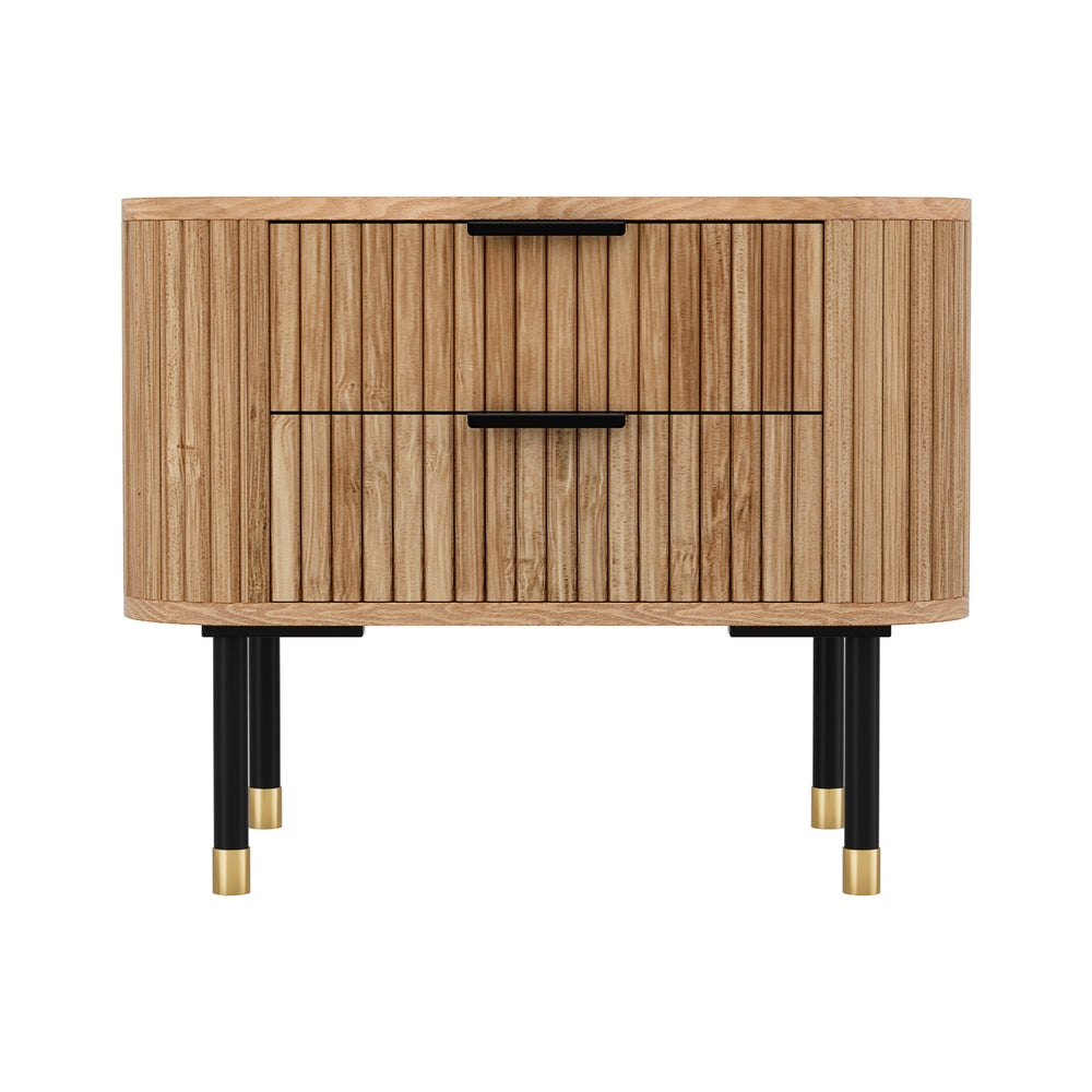 Marlook Bedside Table 2 Drawers Paulownia Wood Pine