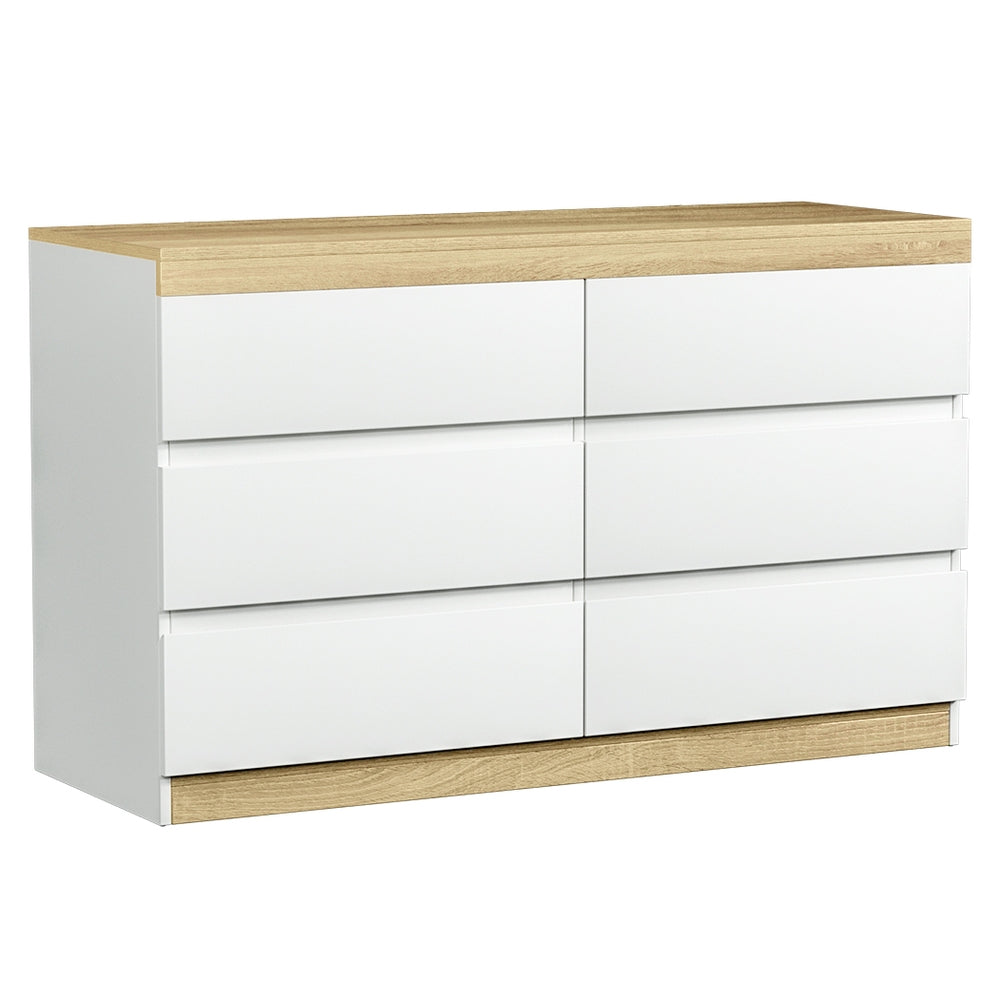 Marlook 6 Chest of Drawers Cabinet Dresser Table Tallboy Storage Bedroom White