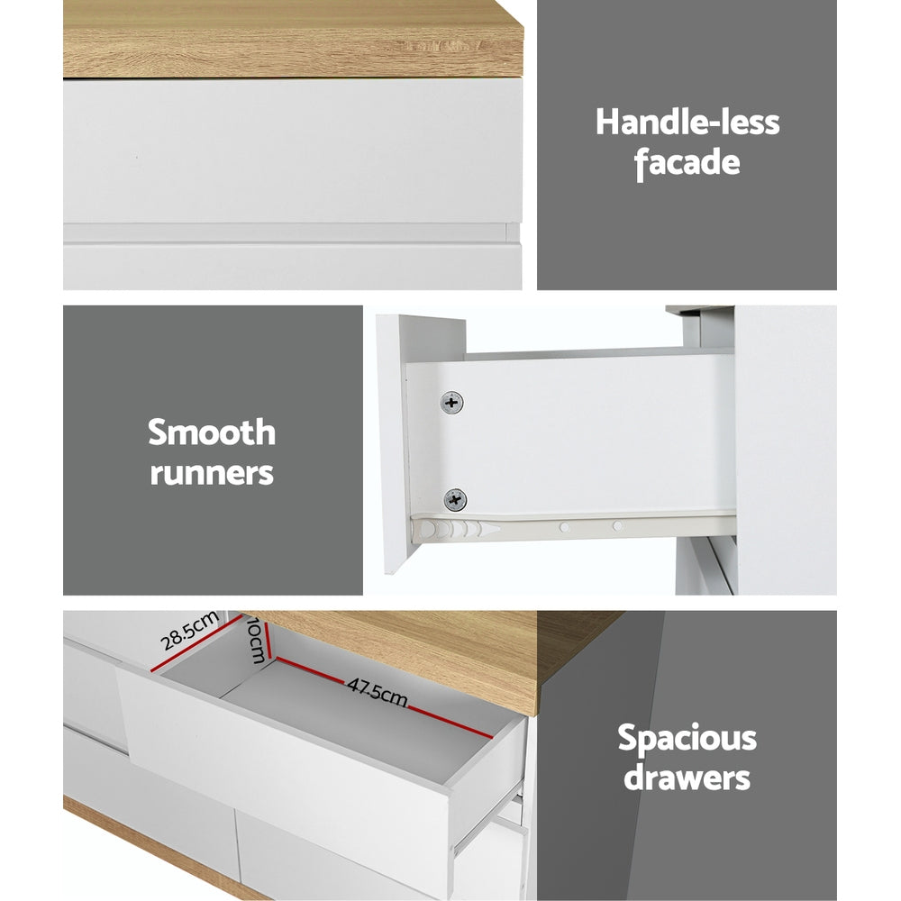 Marlook 6 Chest of Drawers Cabinet Dresser Table Tallboy Storage Bedroom White