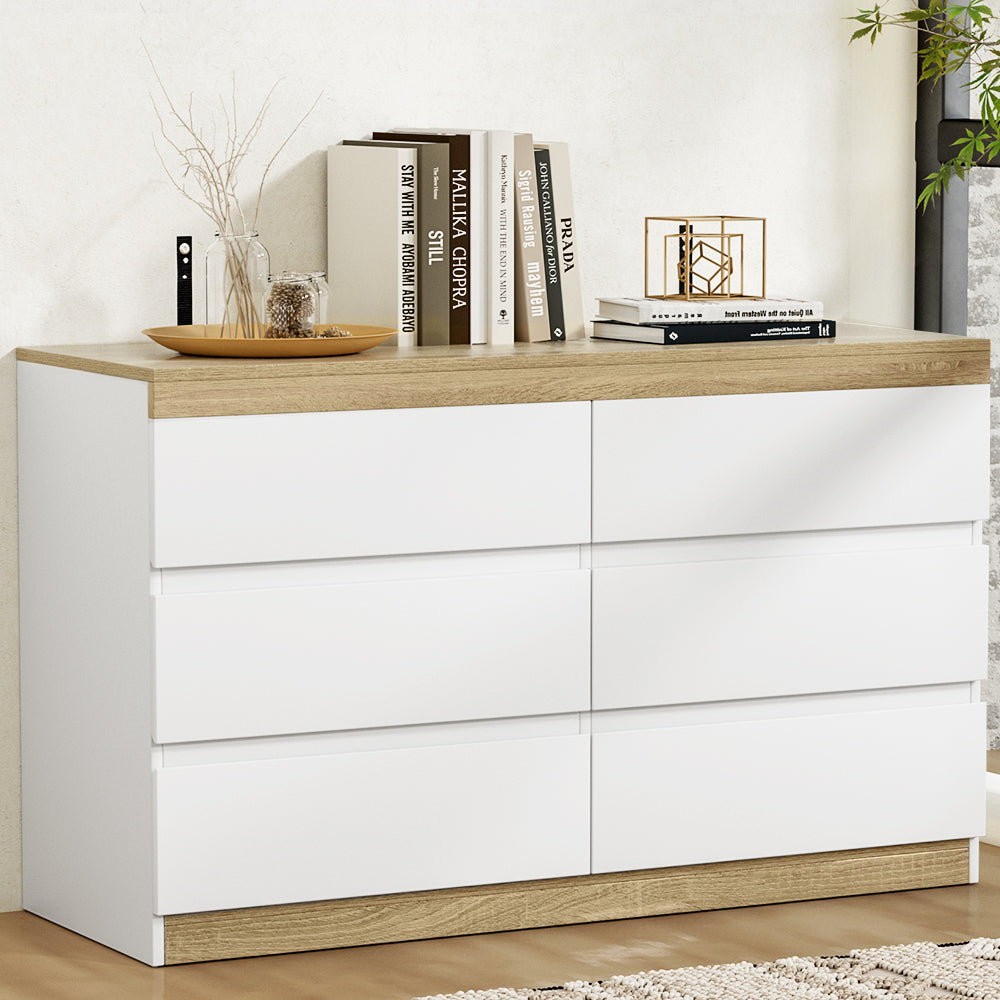 Marlook 6 Chest of Drawers Cabinet Dresser Table Tallboy Storage Bedroom White