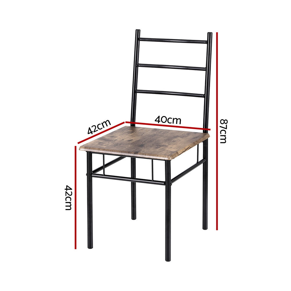 Marlook Dining Table and Chairs Set 5PCS Industrial Wooden Metal Desk Walnut