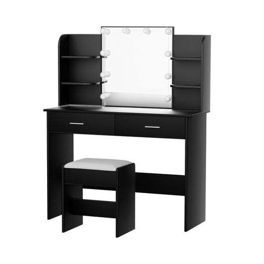 Marlook Dressing Table Set Stool 10 Led Bulbs Black Dulcea