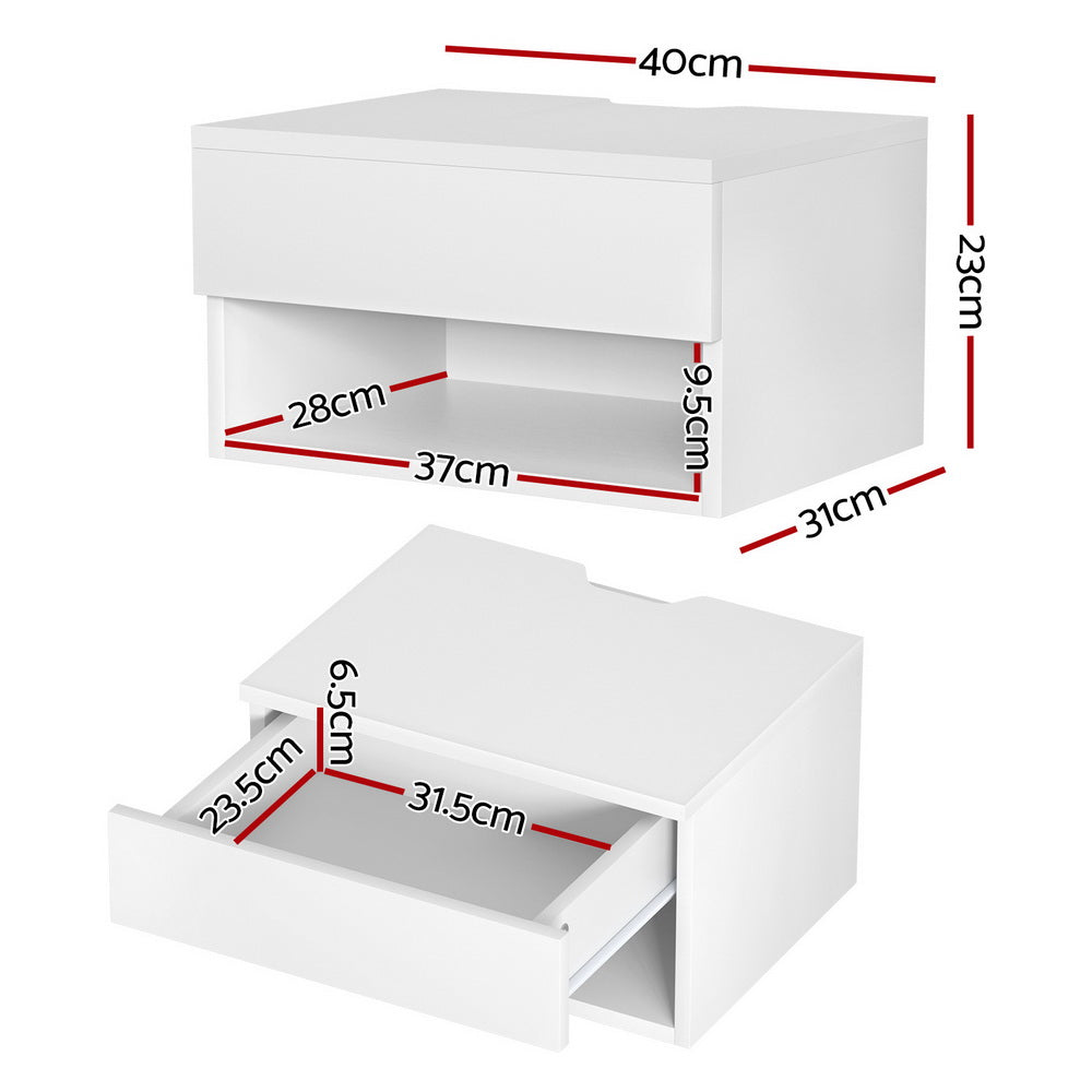 Marlook Floating Bedside Table Nightstand Drawer White