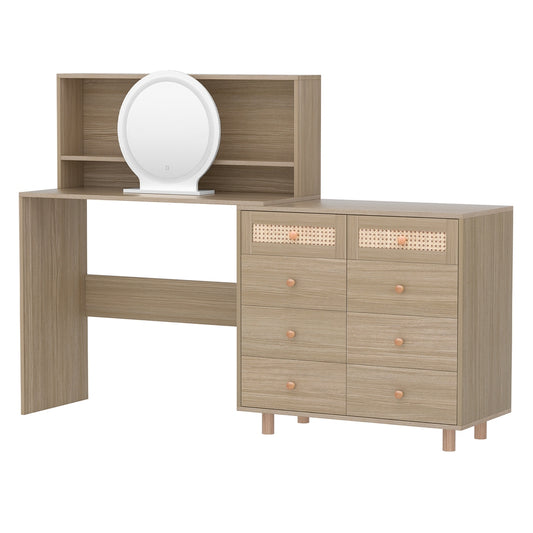 Marlook Dressing Table Set Stool LED Mirror Pine