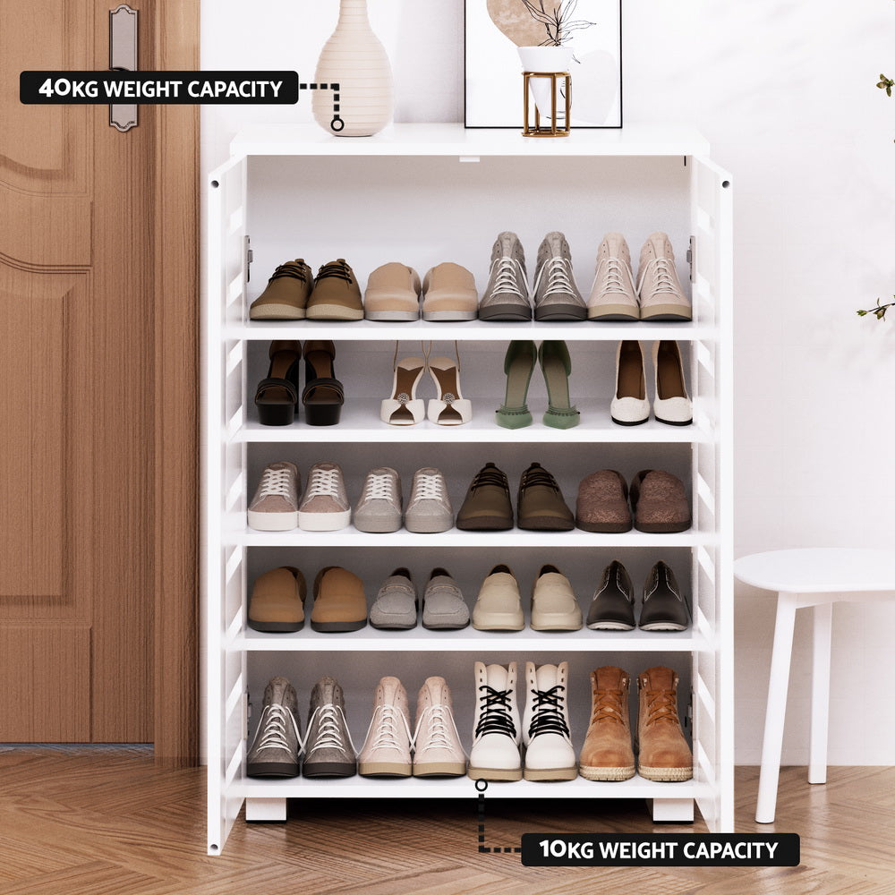 Marlook Shoe Rack Cabinet 20 Pairs 5-tier White Alster