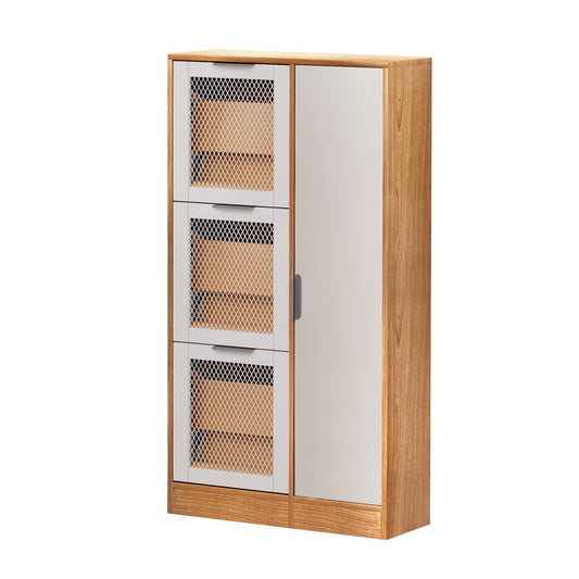 Marlook Shoe Rack Cabinet Mirror White Mesh