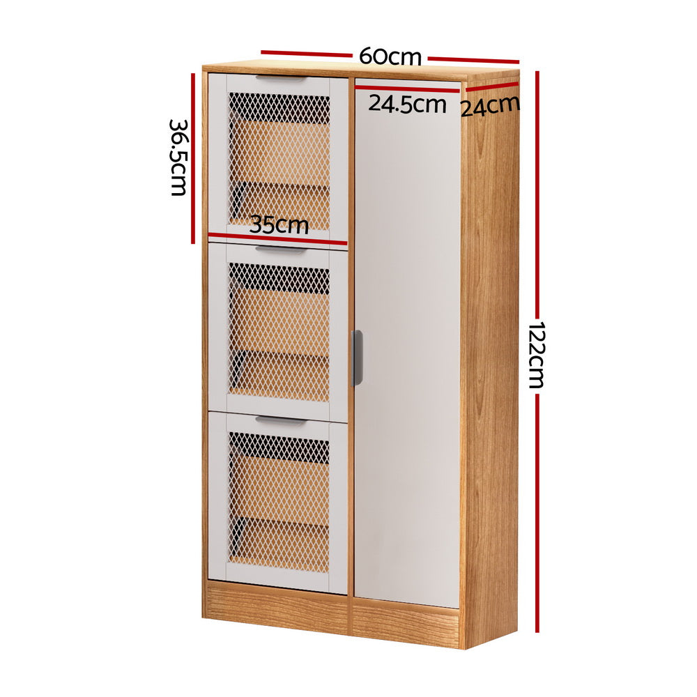 Marlook Shoe Rack Cabinet Mirror White Mesh