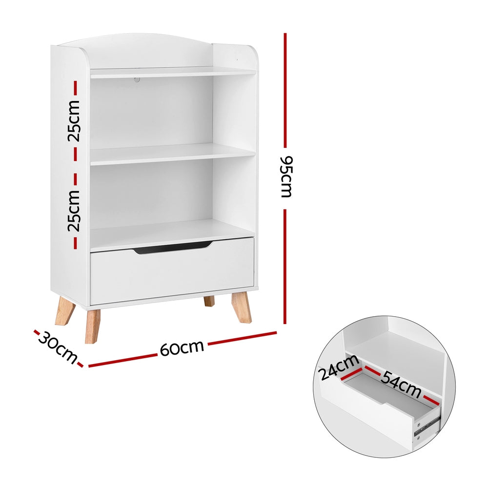 Marlook Kids Bookshelf 3 Tiers Storage Children Bookcase Toys Organiser Drawer