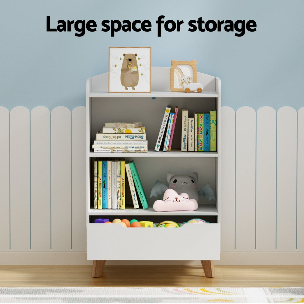 Marlook Kids Bookshelf 3 Tiers Storage Children Bookcase Toys Organiser Drawer