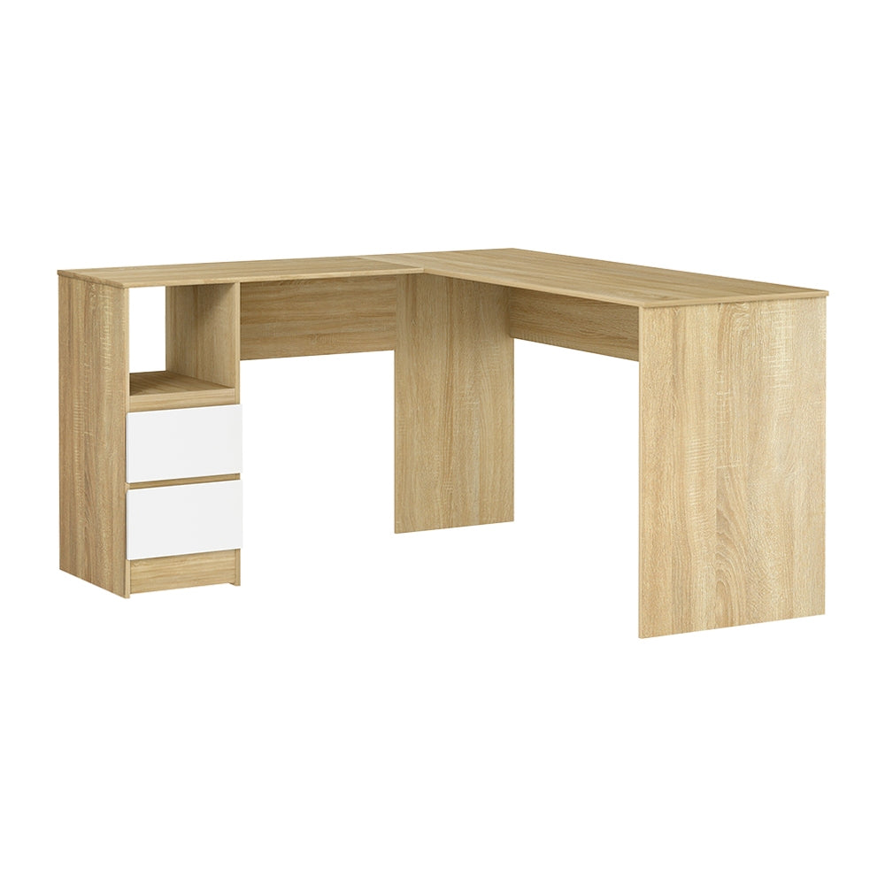 Marlook Computer Desk Drawer Cabinet L-Shape Oak 136CM