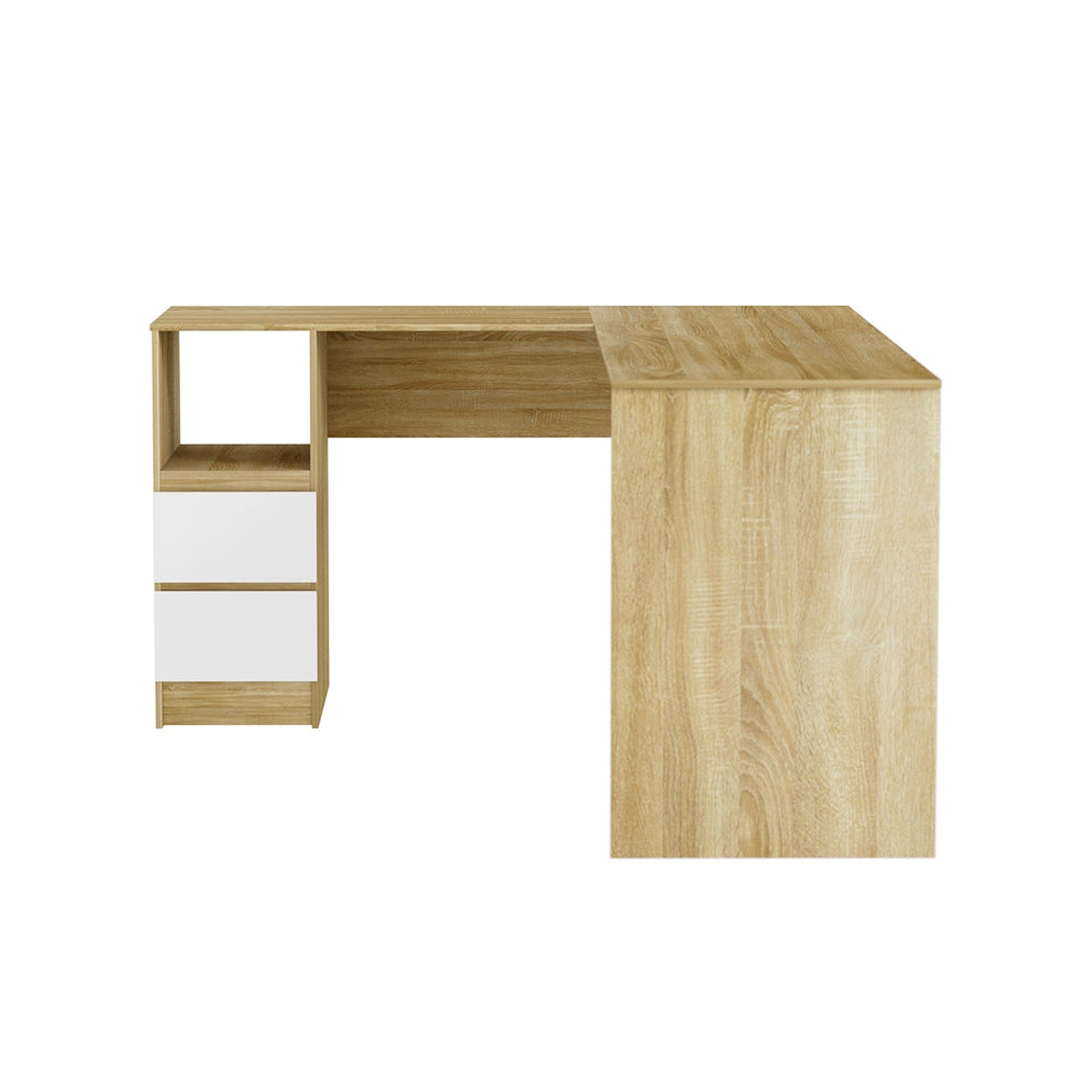 Marlook Computer Desk Drawer Cabinet L-Shape Oak 136CM
