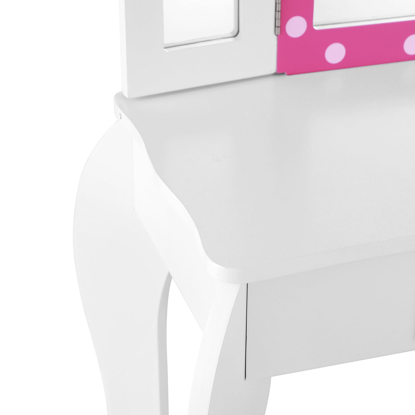 Marlook Kids Dressing Table Vanity Makeup Chair Set Wooden 3 Mirror Drawer Pink