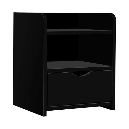 Marlook Bedside Table 1 Drawer with Shelf - FARA Black