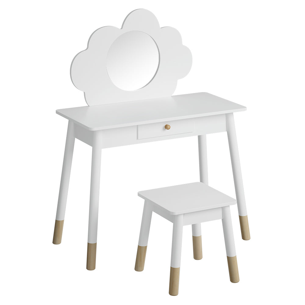 Marlook Kids Dressing Table Chair Set Vanity Makeup Wooden Leg Mirror Drawer