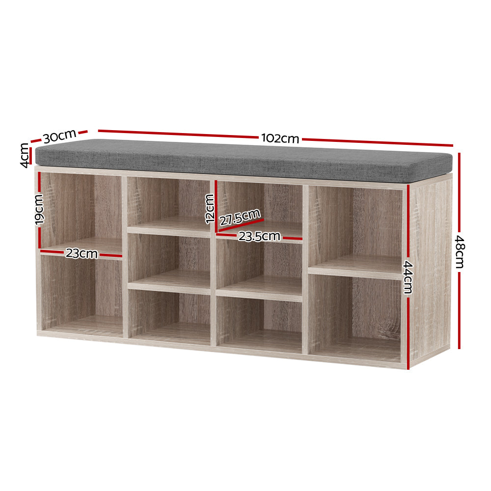 Marlook Shoe Rack Cabinet Shoe Bench Fabric Seat Pine BOA