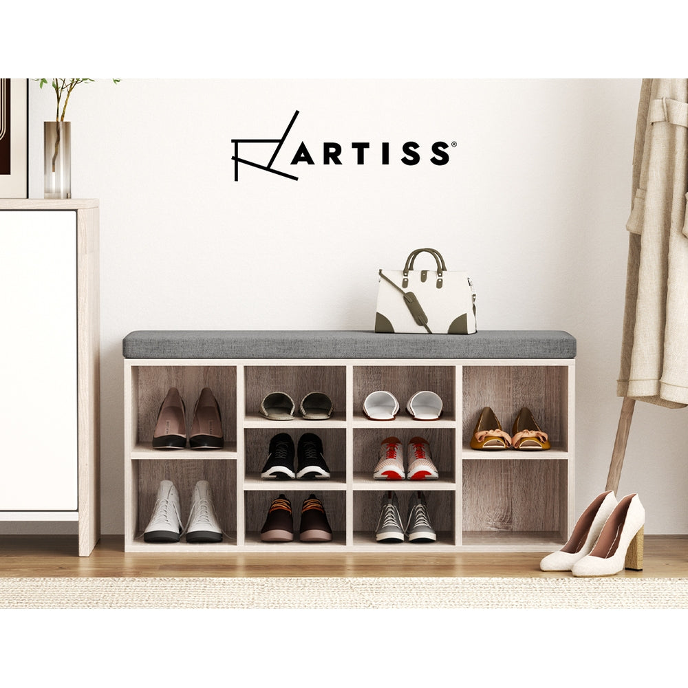 Marlook Shoe Rack Cabinet Shoe Bench Fabric Seat Pine BOA