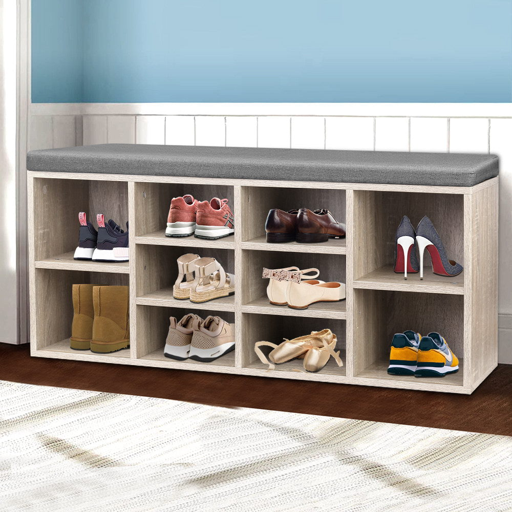 Marlook Shoe Rack Cabinet Shoe Bench Fabric Seat Pine BOA