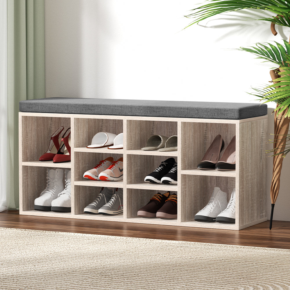 Marlook Shoe Rack Cabinet Shoe Bench Fabric Seat Pine BOA