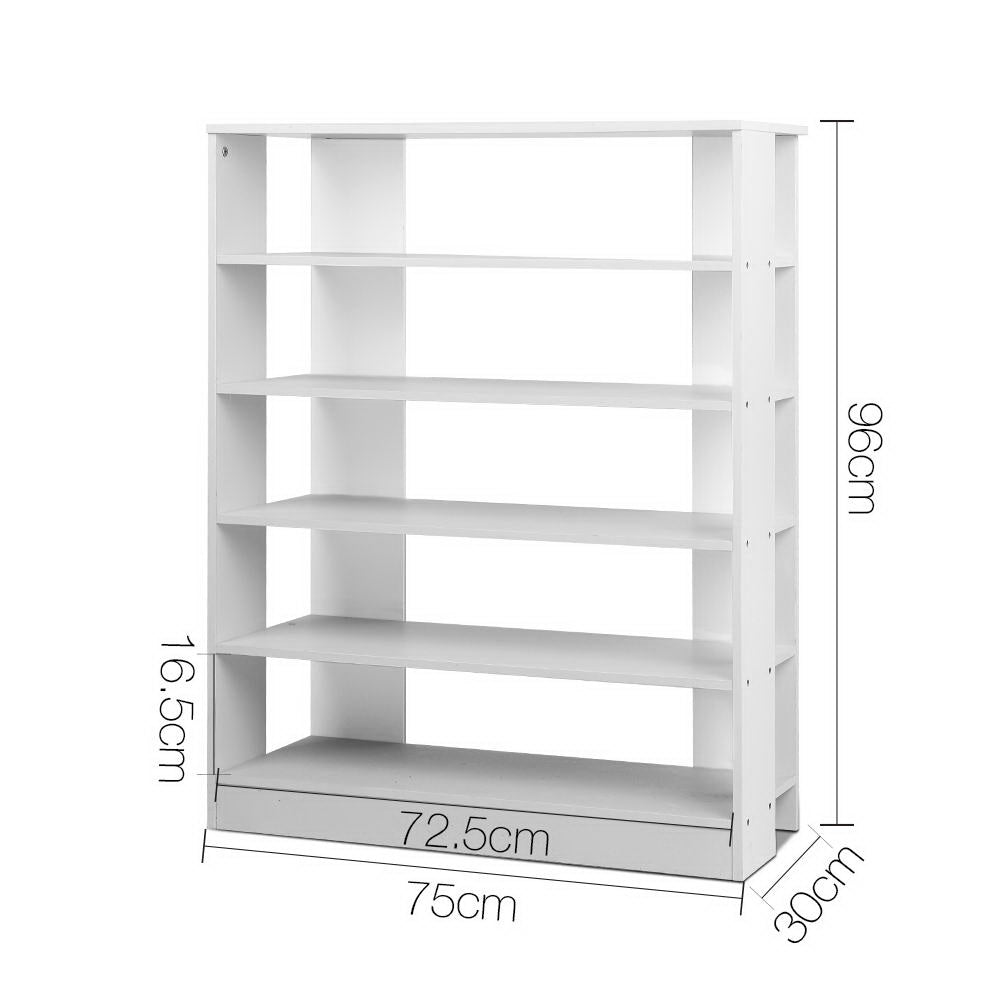 Marlook Shoe Rack Cabinet 30 Pairs 6-Tier Shelf White