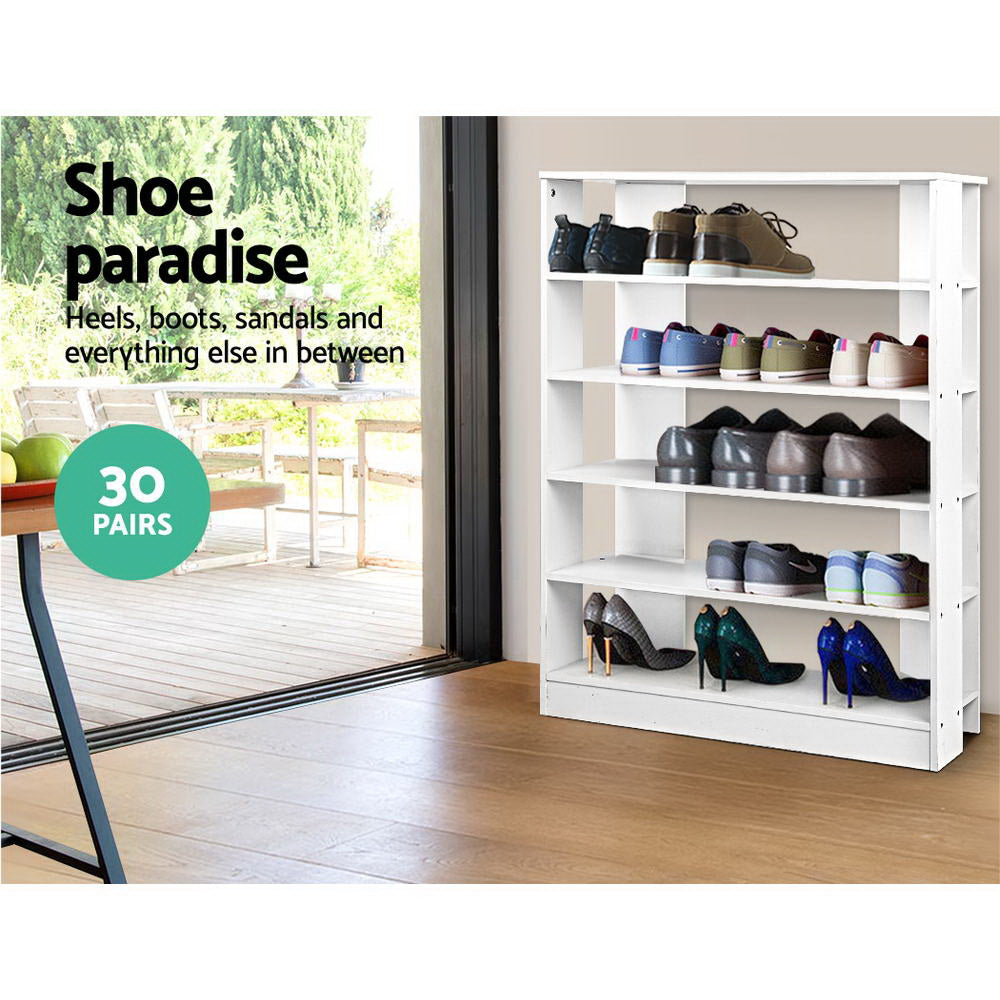 Marlook Shoe Rack Cabinet 30 Pairs 6-Tier Shelf White