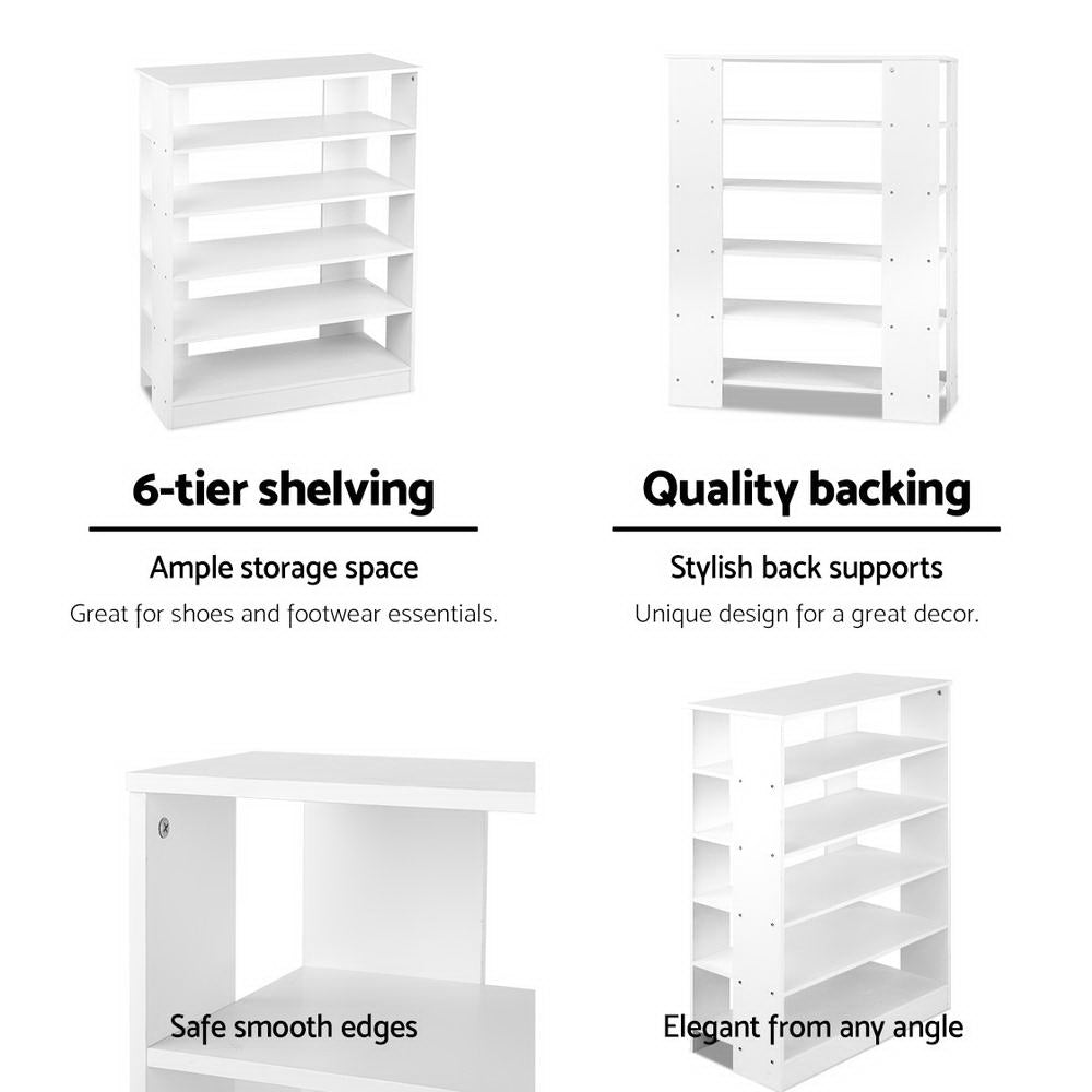 Marlook Shoe Rack Cabinet 30 Pairs 6-Tier Shelf White