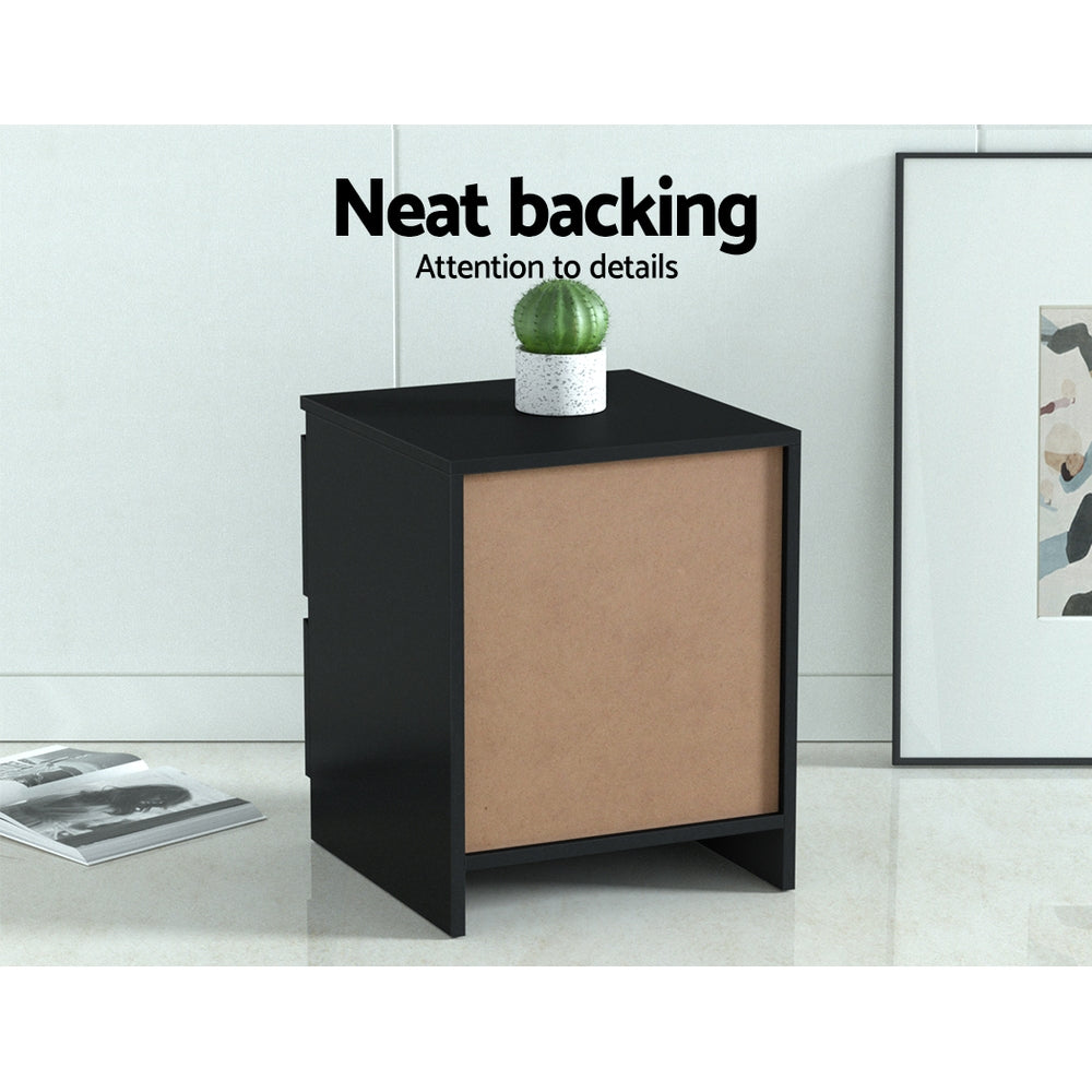 Marlook Bedside Table 2 Drawers - PEPE Black