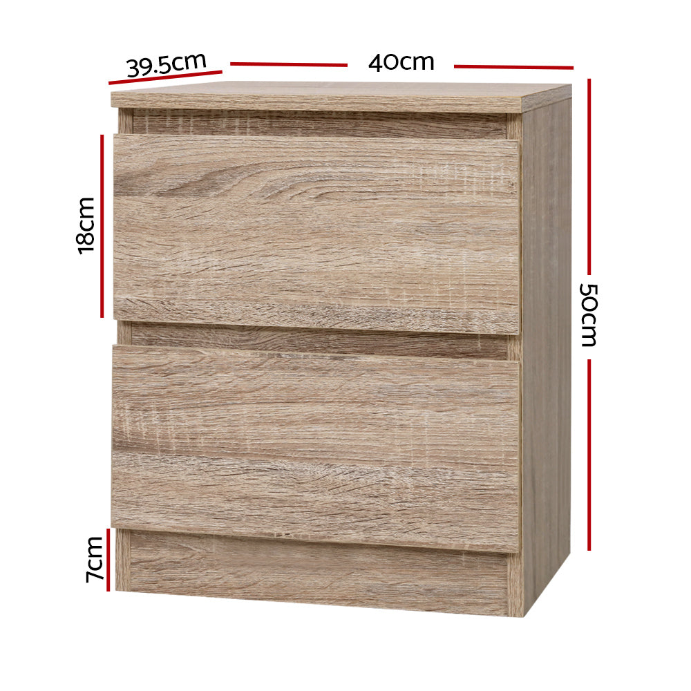 Marlook Bedside Table 2 Drawers - PEPE Oak