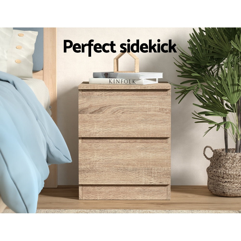 Marlook Bedside Table 2 Drawers - PEPE Oak
