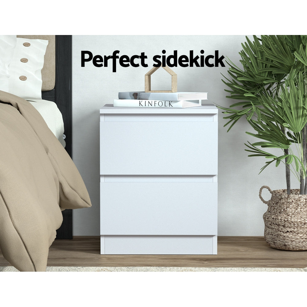 Marlook Bedside Table 2 Drawers - PEPE White