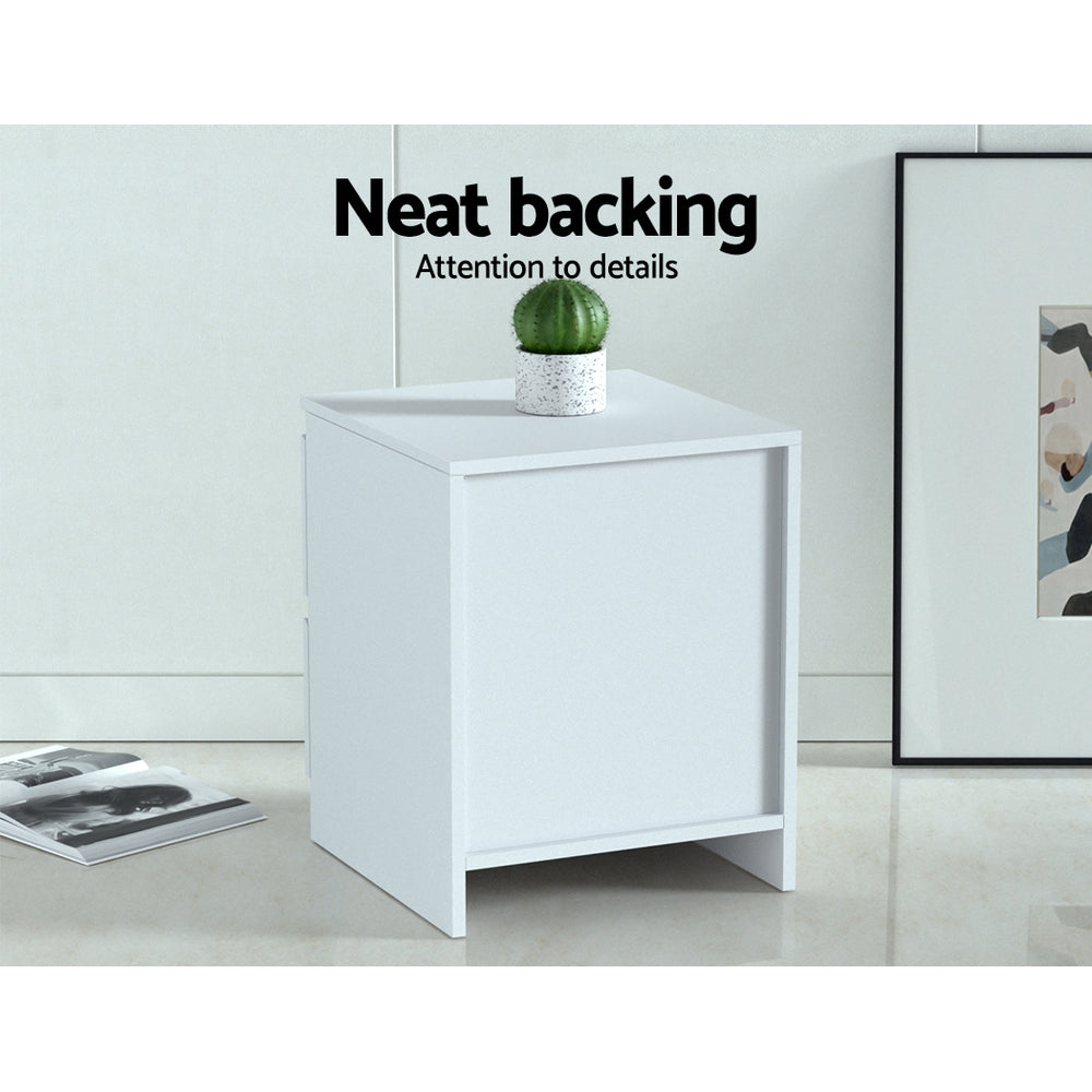 Marlook Bedside Table 2 Drawers - PEPE White