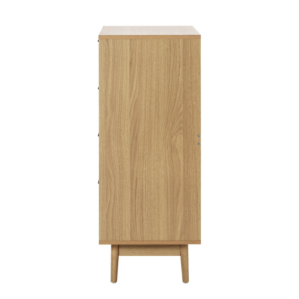 Marlook 4 Chest of Drawers Rattan Tallboy Pine - BRIONY