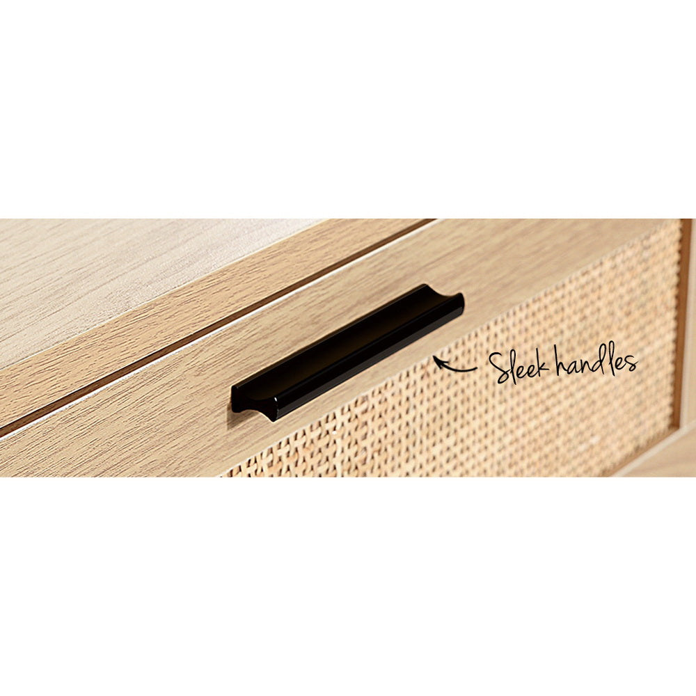 Marlook 4 Chest of Drawers Rattan Tallboy Pine - BRIONY