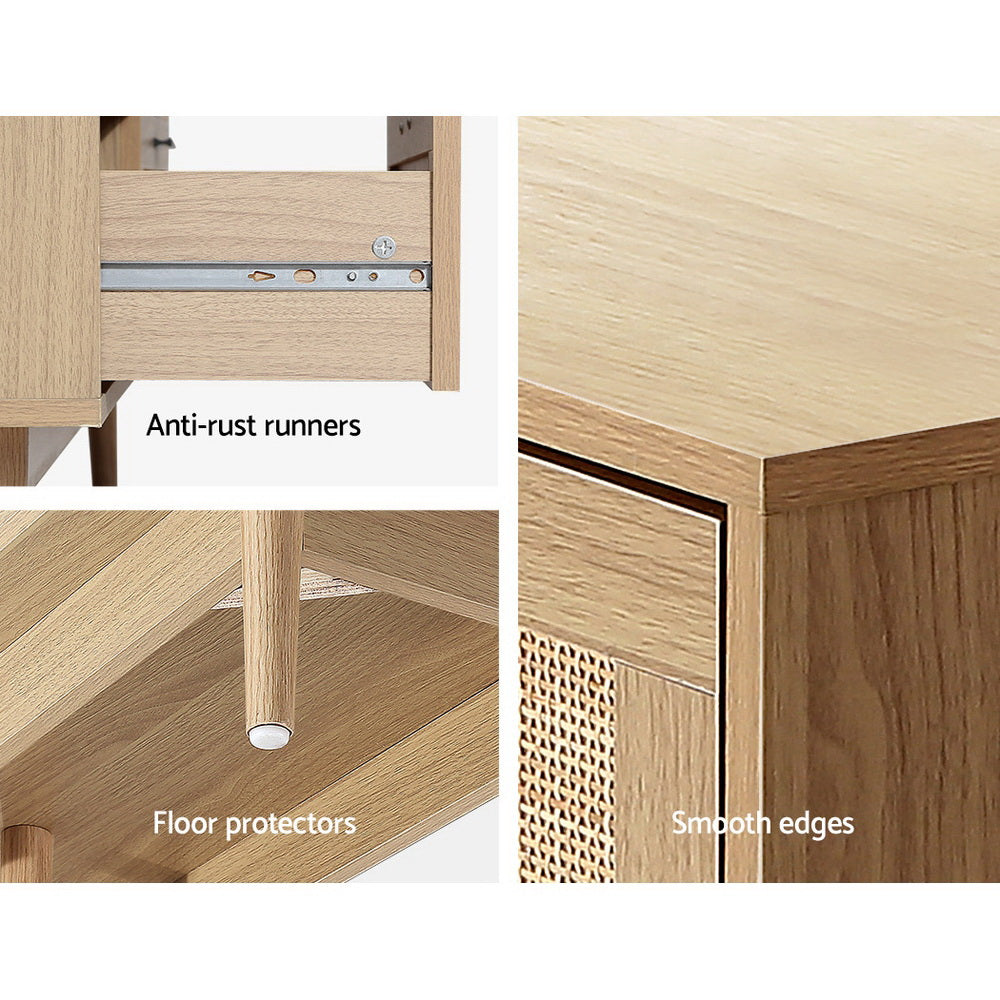 Marlook 4 Chest of Drawers Rattan Tallboy Pine - BRIONY